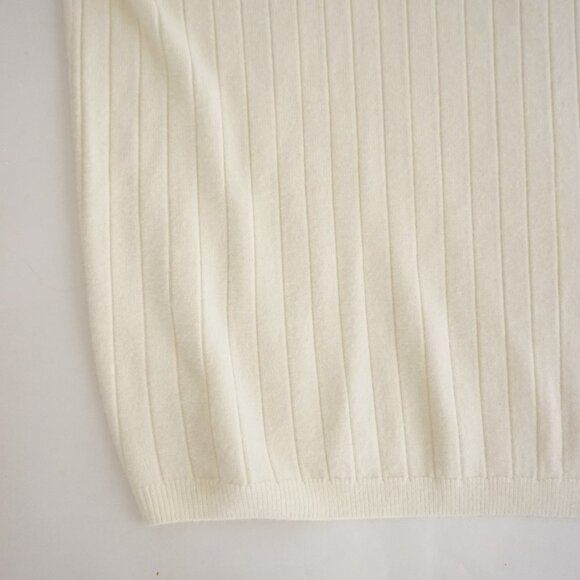 Vintage M.J. Carroll Cream Ribbed Cottagecore Mock Neck Sweater L - Picture 5 of 7